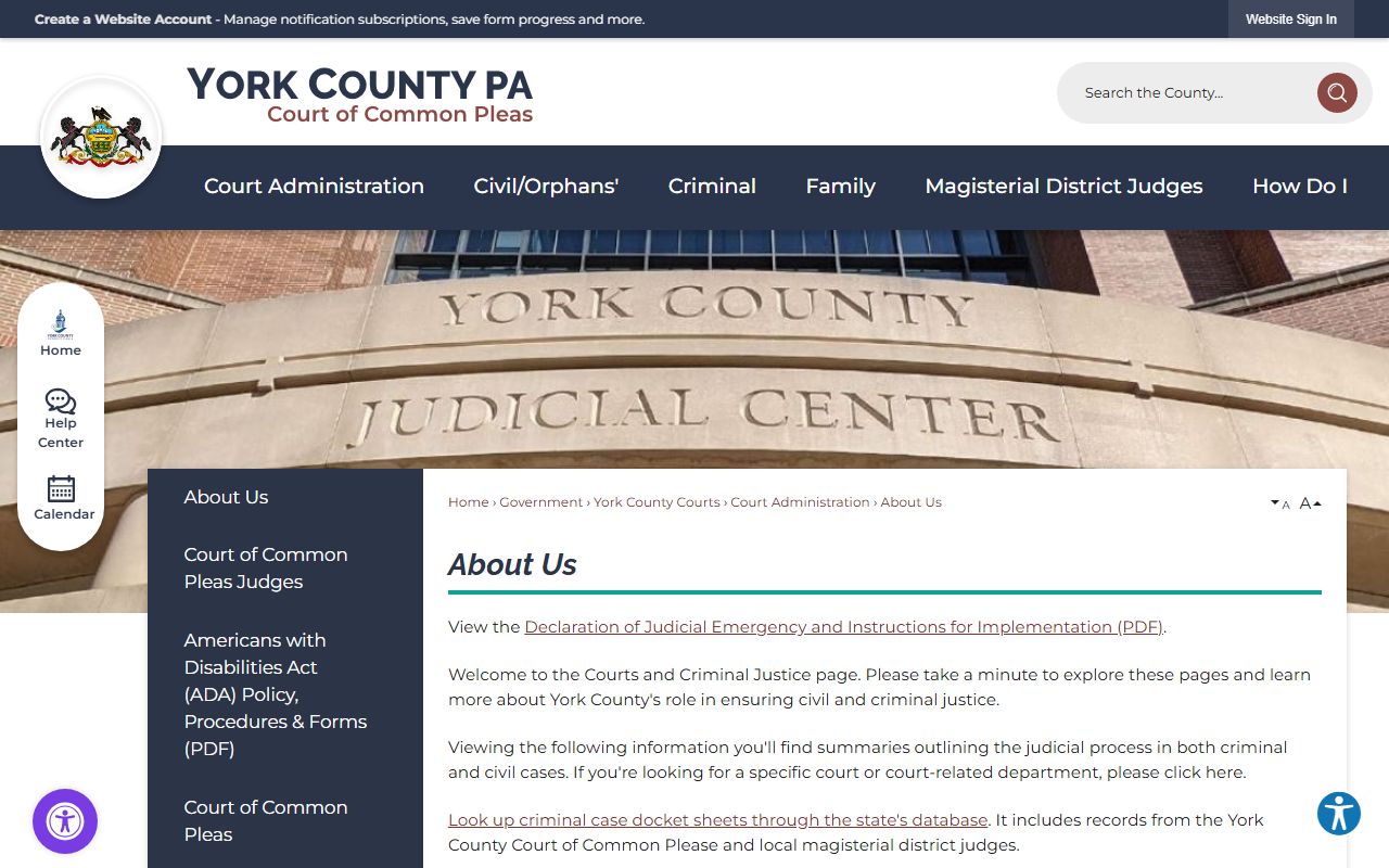 York County courts and criminal justice records overview