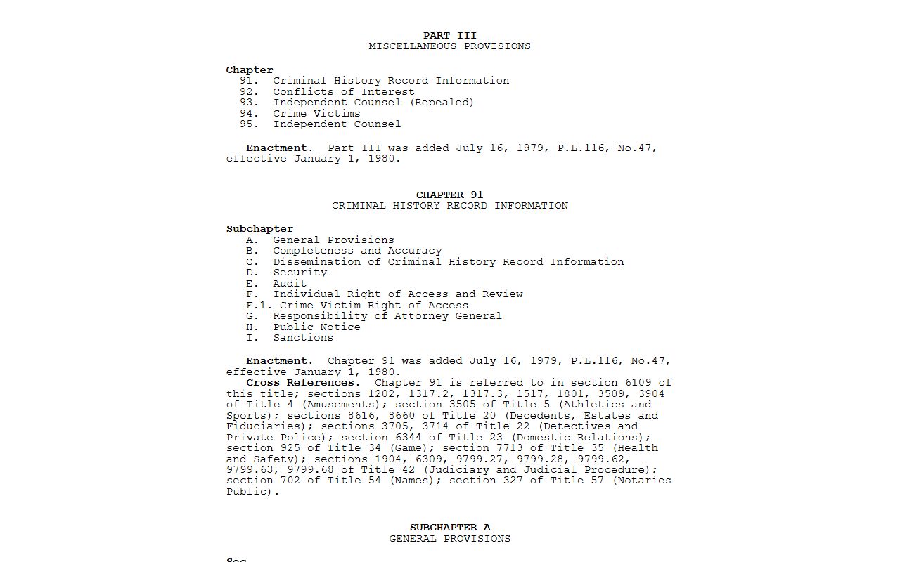 York County criminal records and the Pennsylvania Criminal History Record Information Act