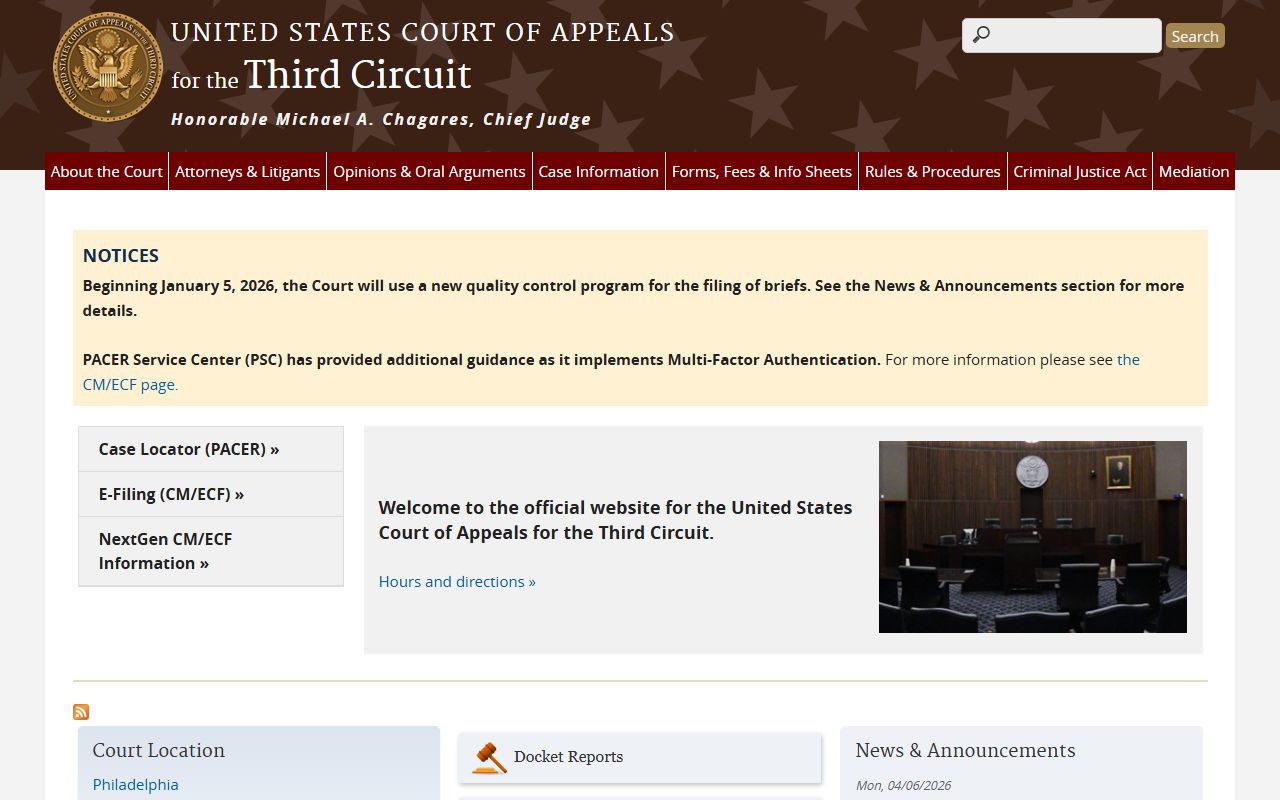 York County Court of Common Pleas related U.S. Court of Appeals for the Third Circuit website