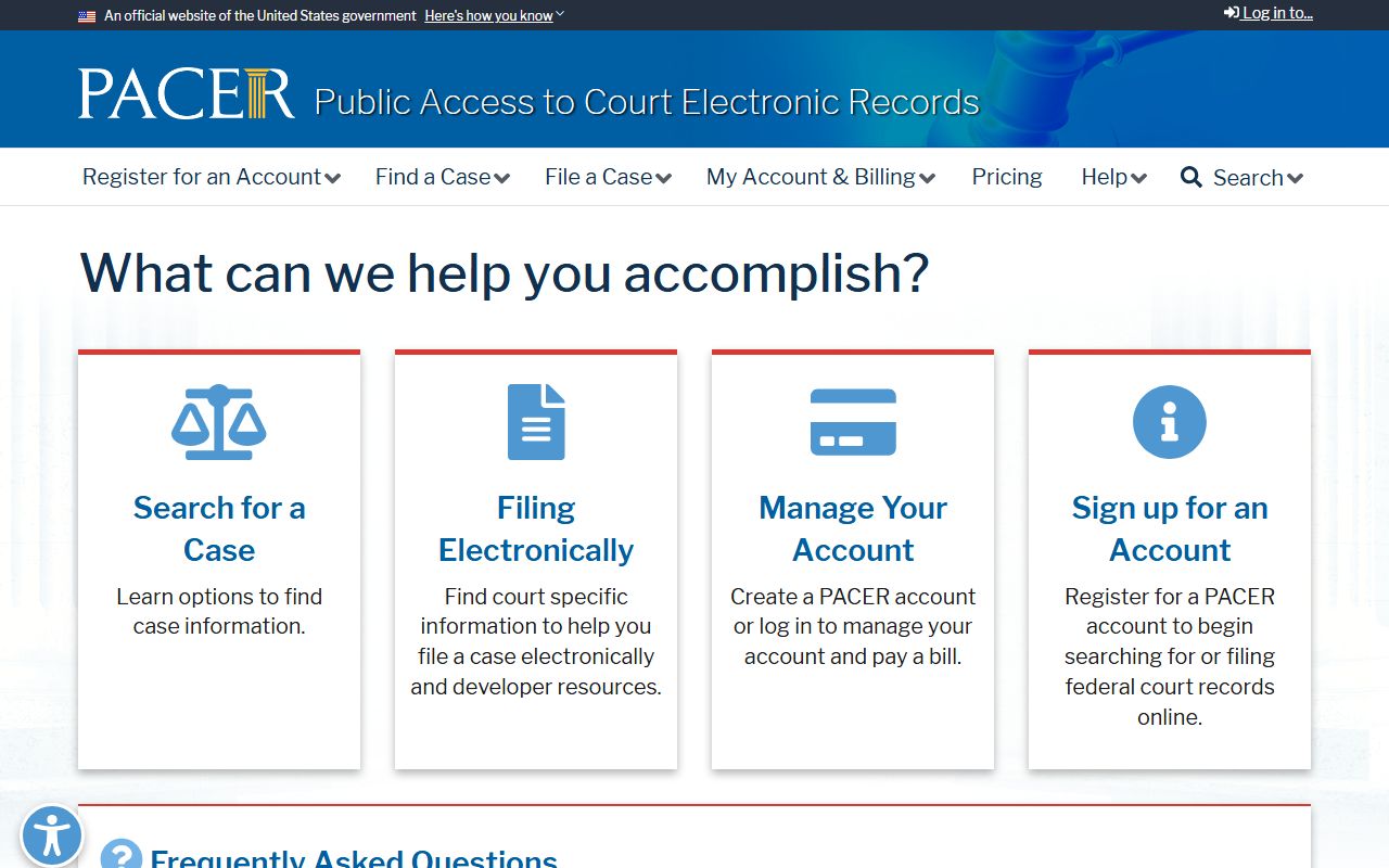 York County Court of Common Pleas related PACER federal case access website