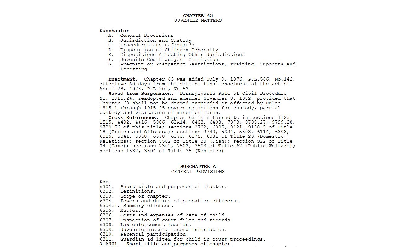 York County inmate population context and Pennsylvania juvenile court provisions