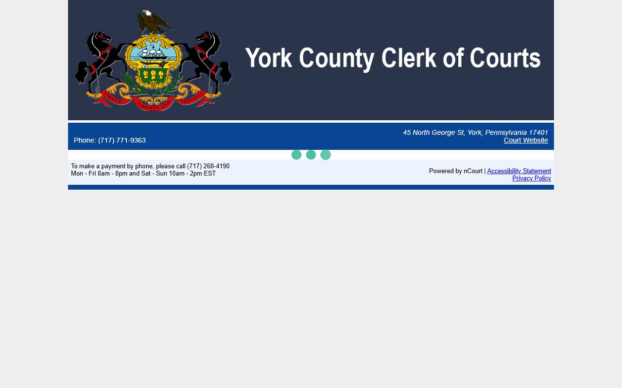 York County traffic court records and fines online payment page